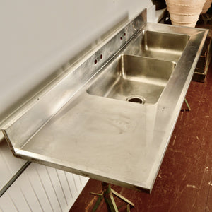 Vintage Industrial Double Stainless Steel Sink - Salvage-Garden