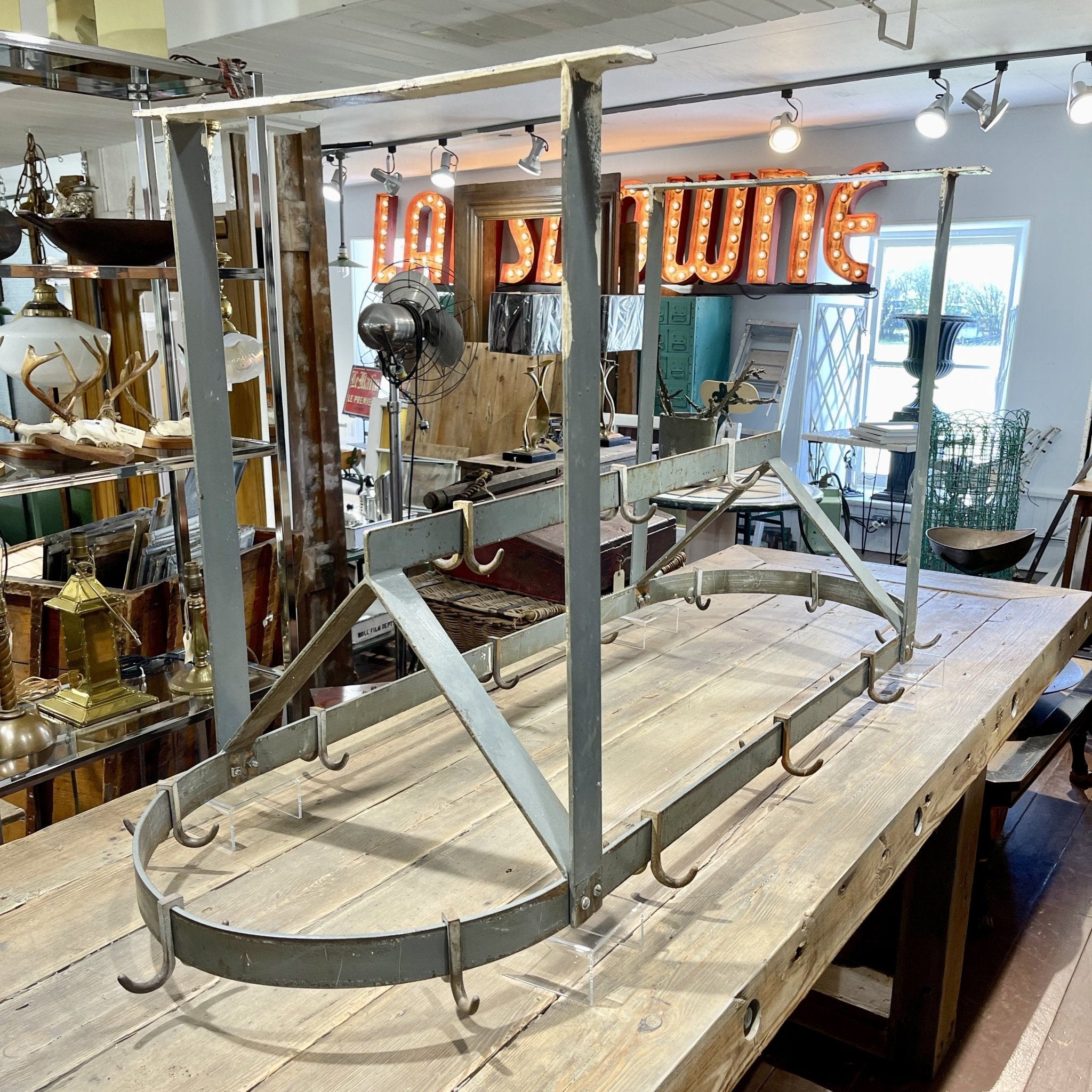 Vintage Industrial Pot Rack - Salvage-Garden