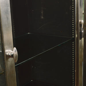 Vintage Metal Cabinet With Glass Doors and Chromed Hinges Salvage-Garden
