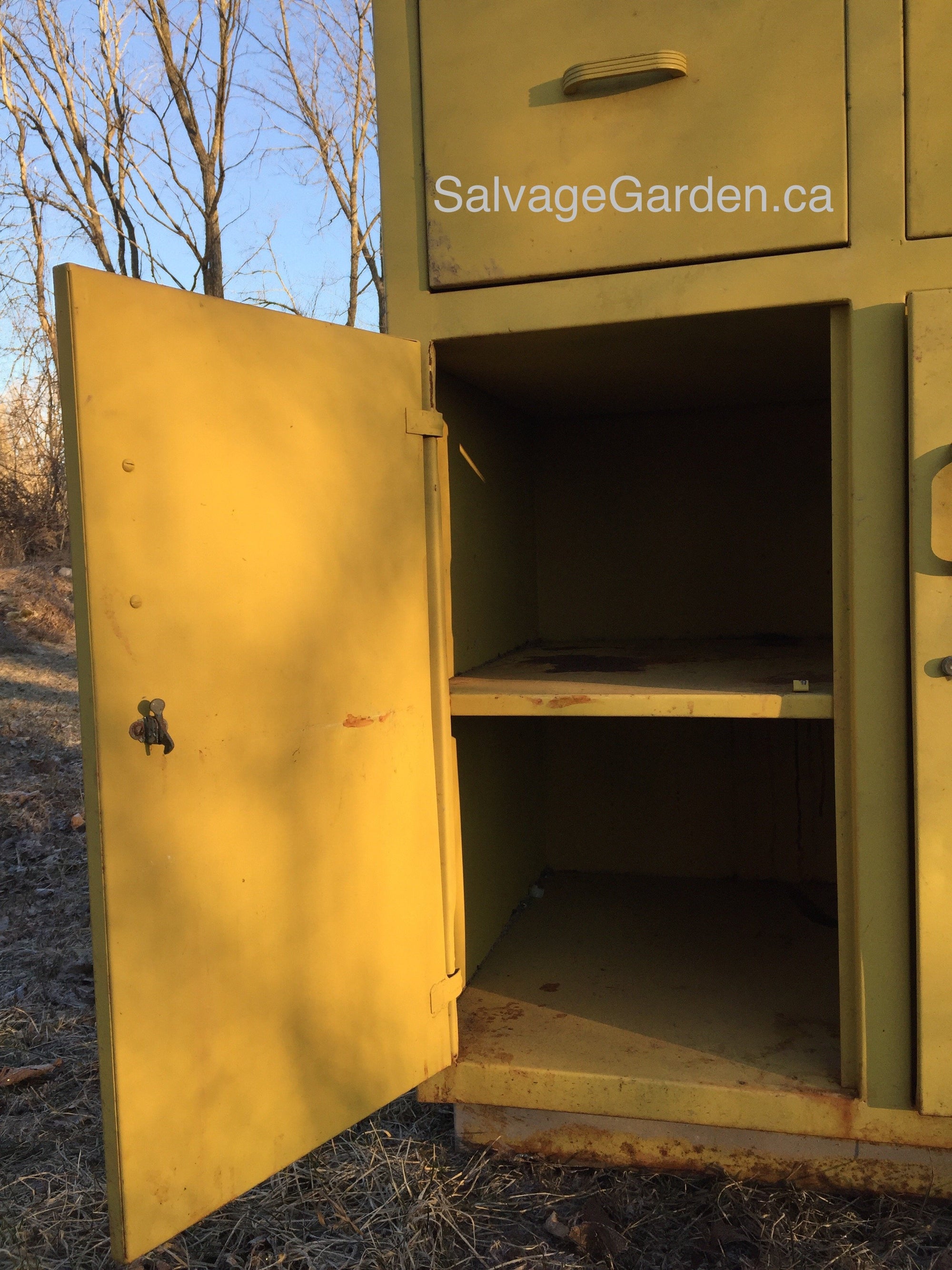 Vintage Metal Shipping Station Cabinet Salvage-Garden