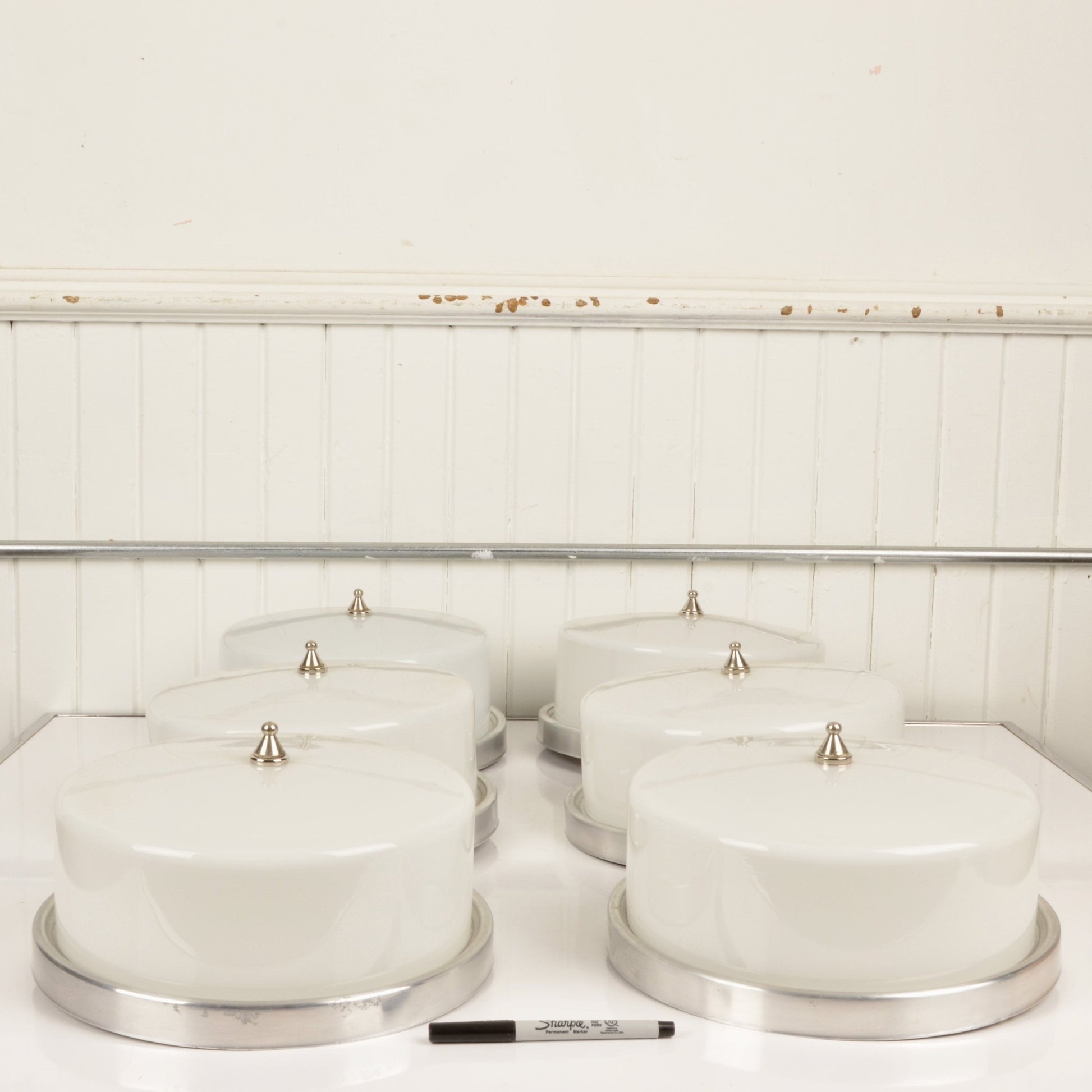 Vintage Milk Glass Pill Box Light Fixture - Salvage-Garden