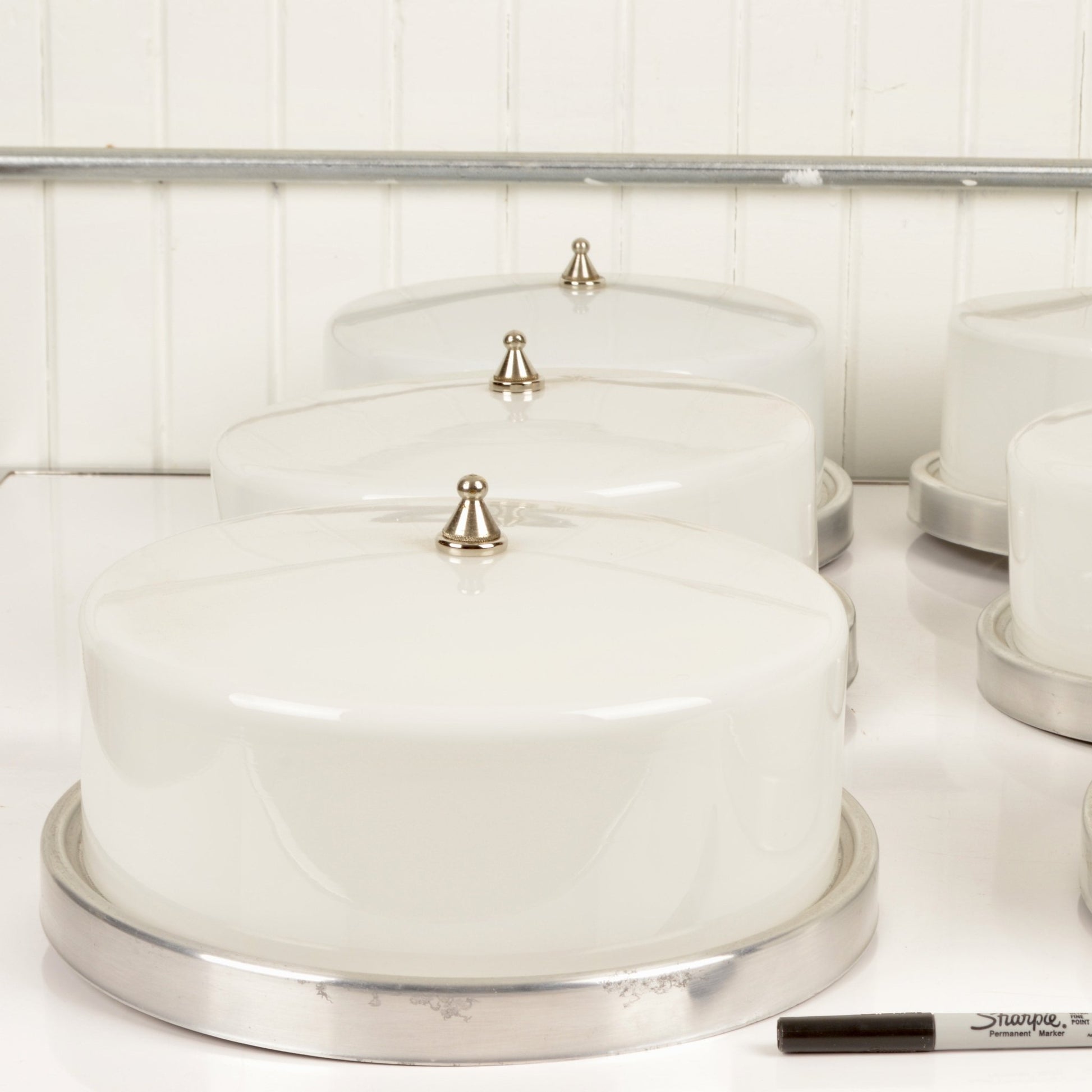 Vintage Milk Glass Pill Box Light Fixture - Salvage-Garden