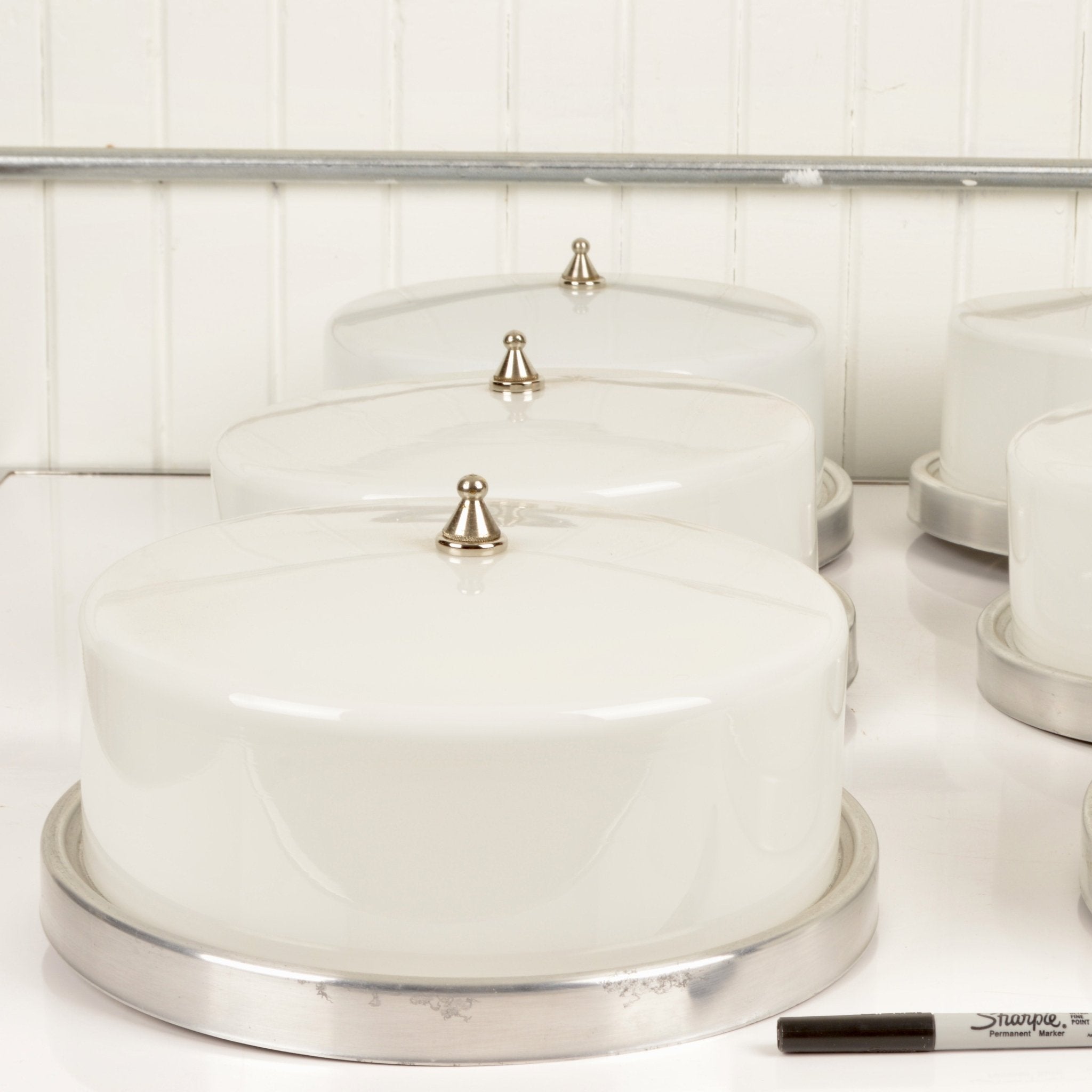 Vintage Milk Glass Pill Box Light Fixture - Salvage-Garden