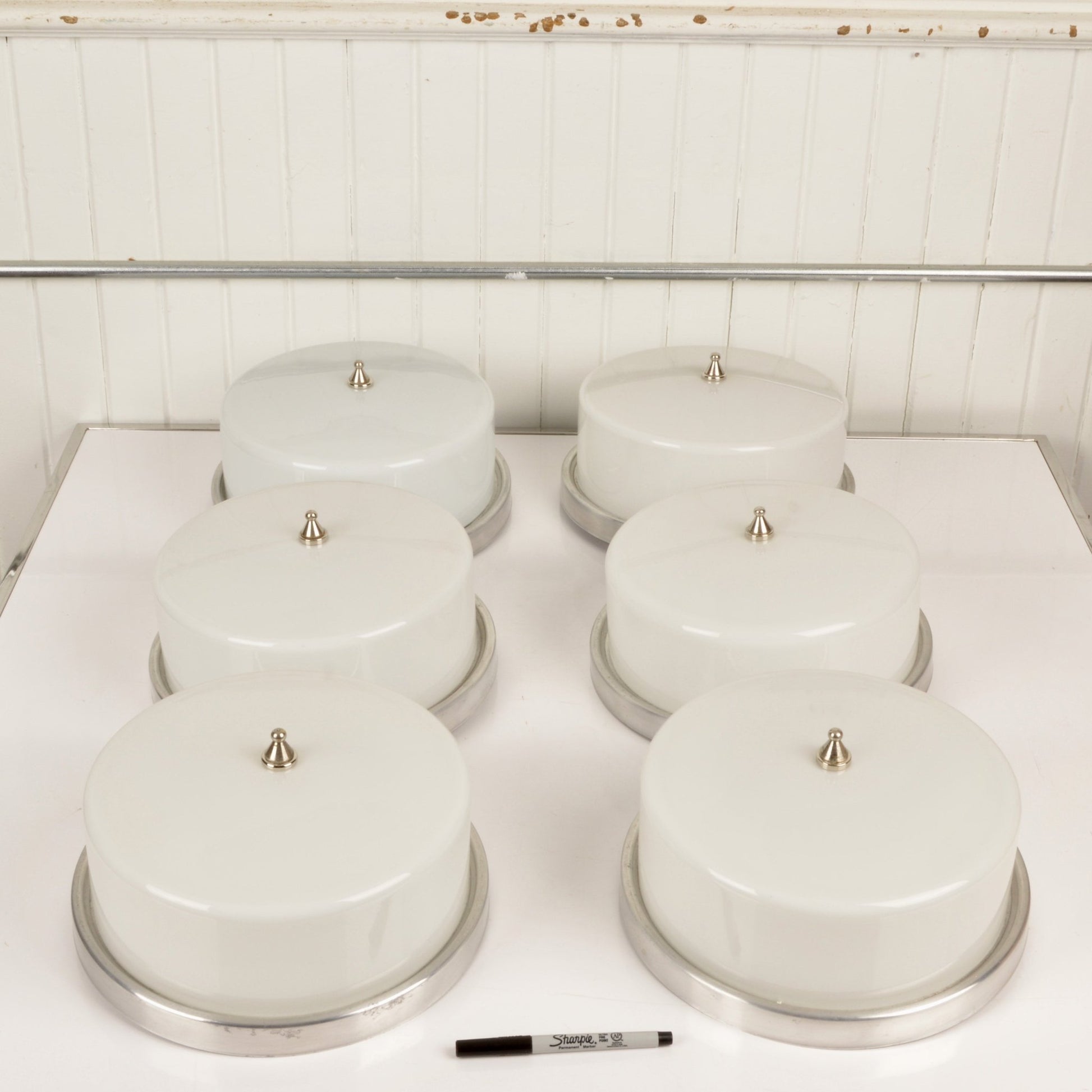 Vintage Milk Glass Pill Box Light Fixture - Salvage-Garden