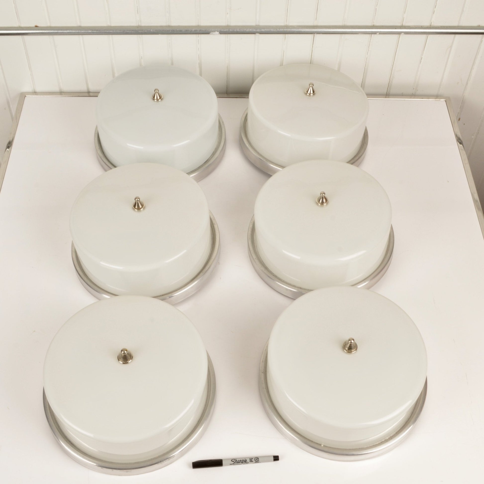 Vintage Milk Glass Pill Box Light Fixture - Salvage-Garden