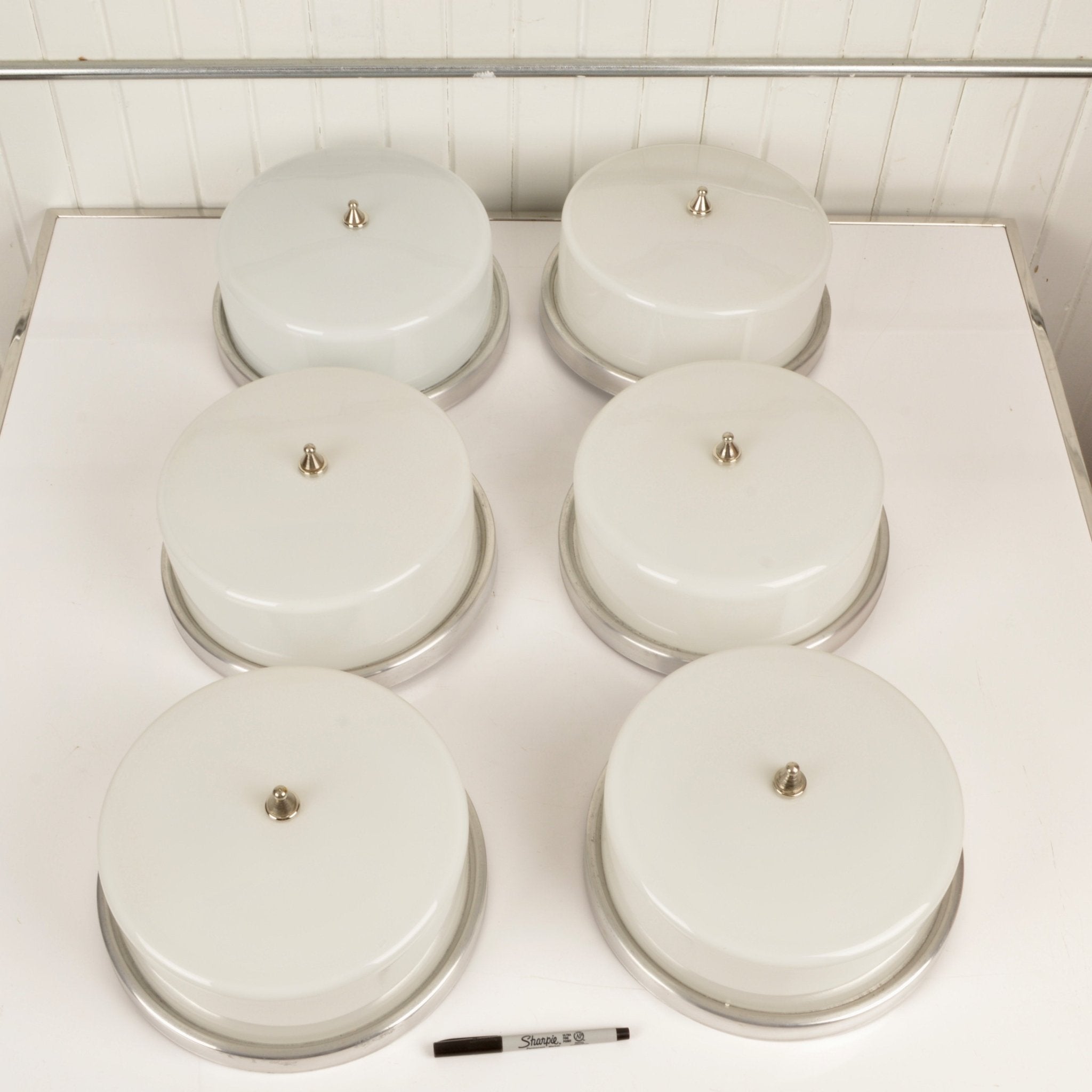 Vintage Milk Glass Pill Box Light Fixture - Salvage-Garden