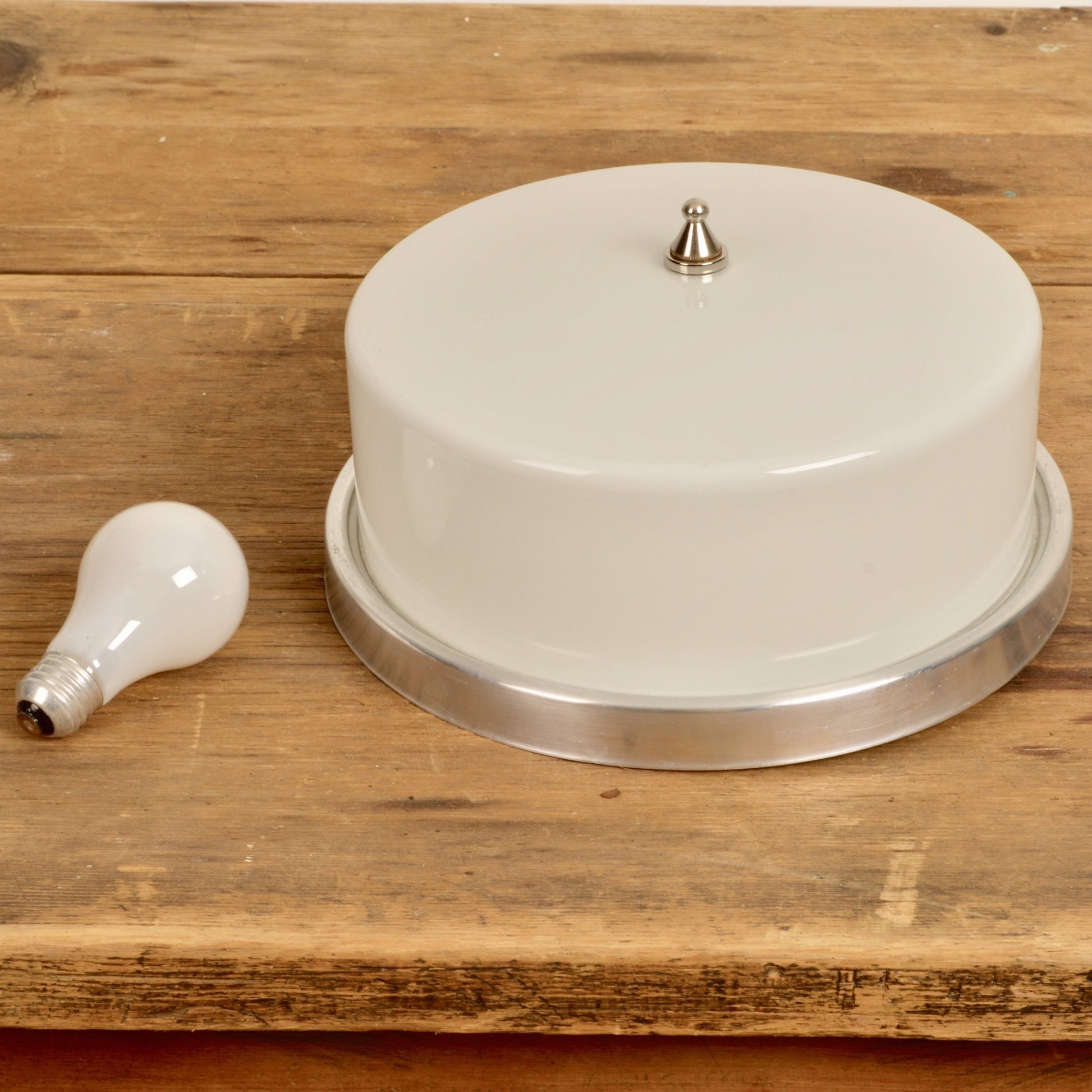 Vintage Milk Glass Pill Box Light Fixture - Salvage-Garden