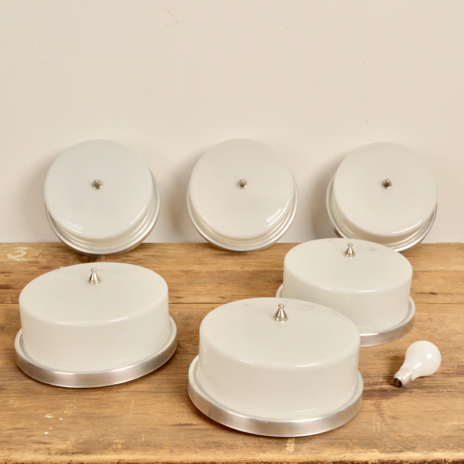 Vintage Milk Glass Pill Box Light Fixture - Salvage-Garden