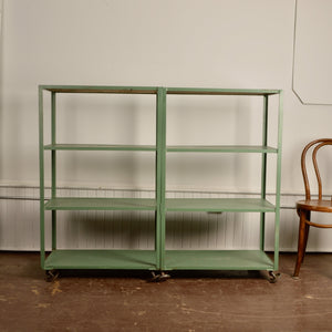 Vintage Painted Factory Cart with Creeper Casters Salvage-Garden
