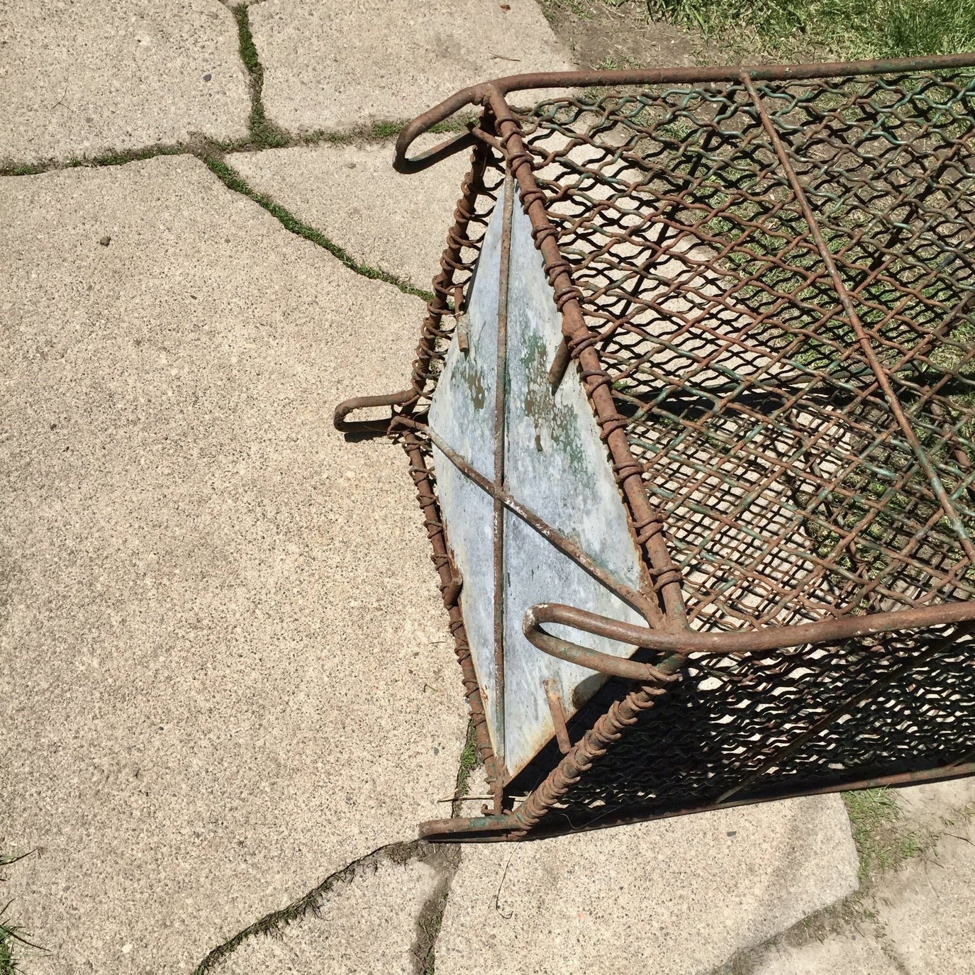 Vintage Woven Metal Waste Basket - Salvage-Garden