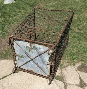 Vintage Woven Metal Waste Basket - Salvage-Garden