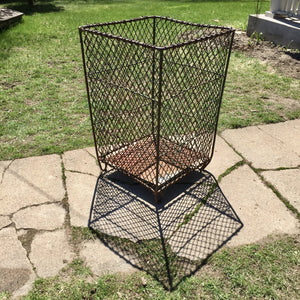 Vintage Woven Metal Waste Basket - Salvage-Garden