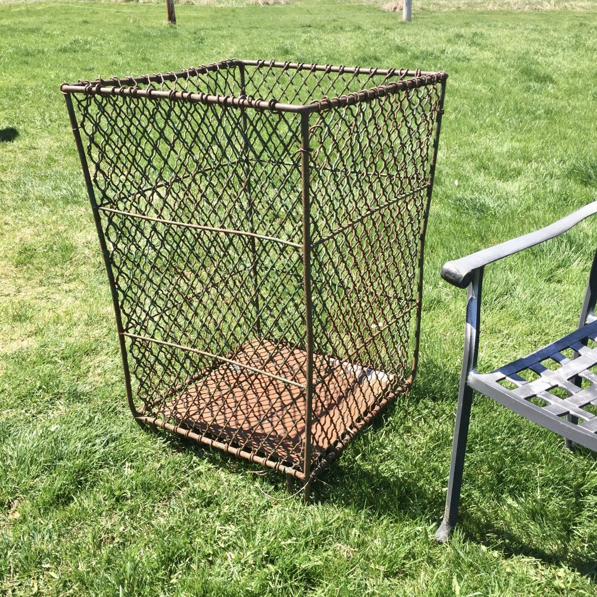 Vintage Woven Metal Waste Basket - Salvage-Garden