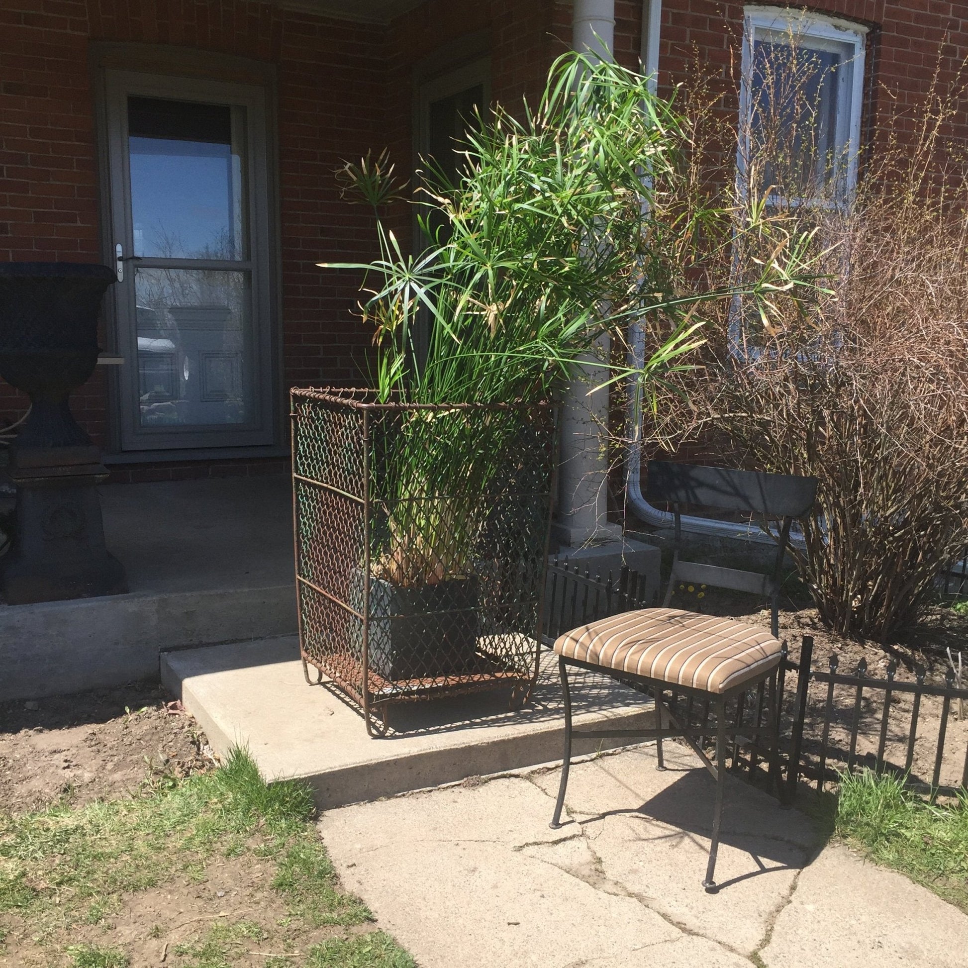 Vintage Woven Metal Waste Basket - Salvage-Garden